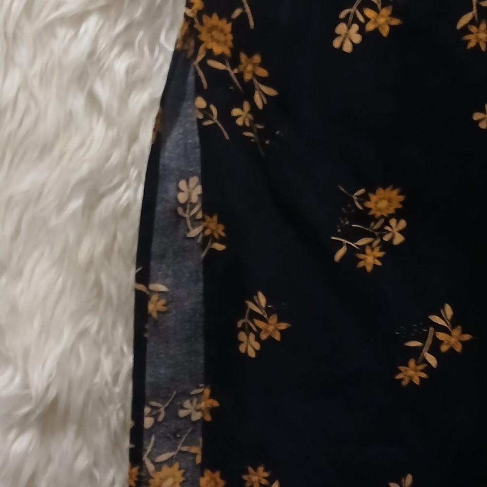 Black Mini Dress with Mustard Floral Print - Picture 10 of 12